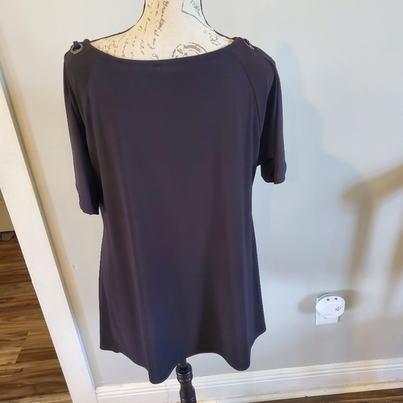 Red Coral womans black split shoulder tunic sz M - Picture 5 of 9